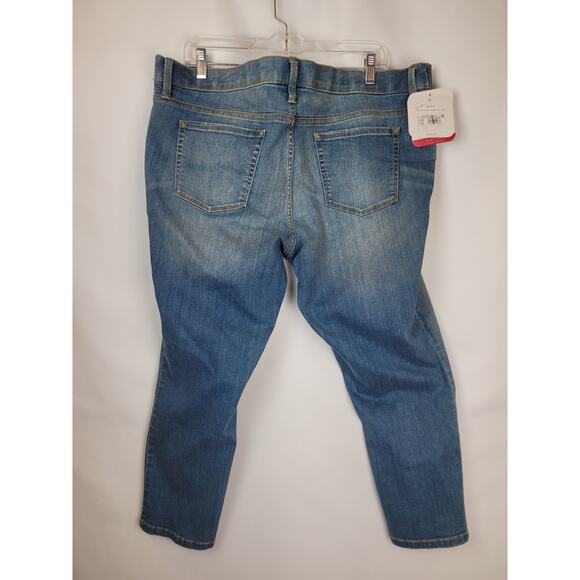 Isabel Maternity Skinny Crop Under Belly Medium Blue Side Panel Jeans Sz 18/34 - Picture 6 of 9